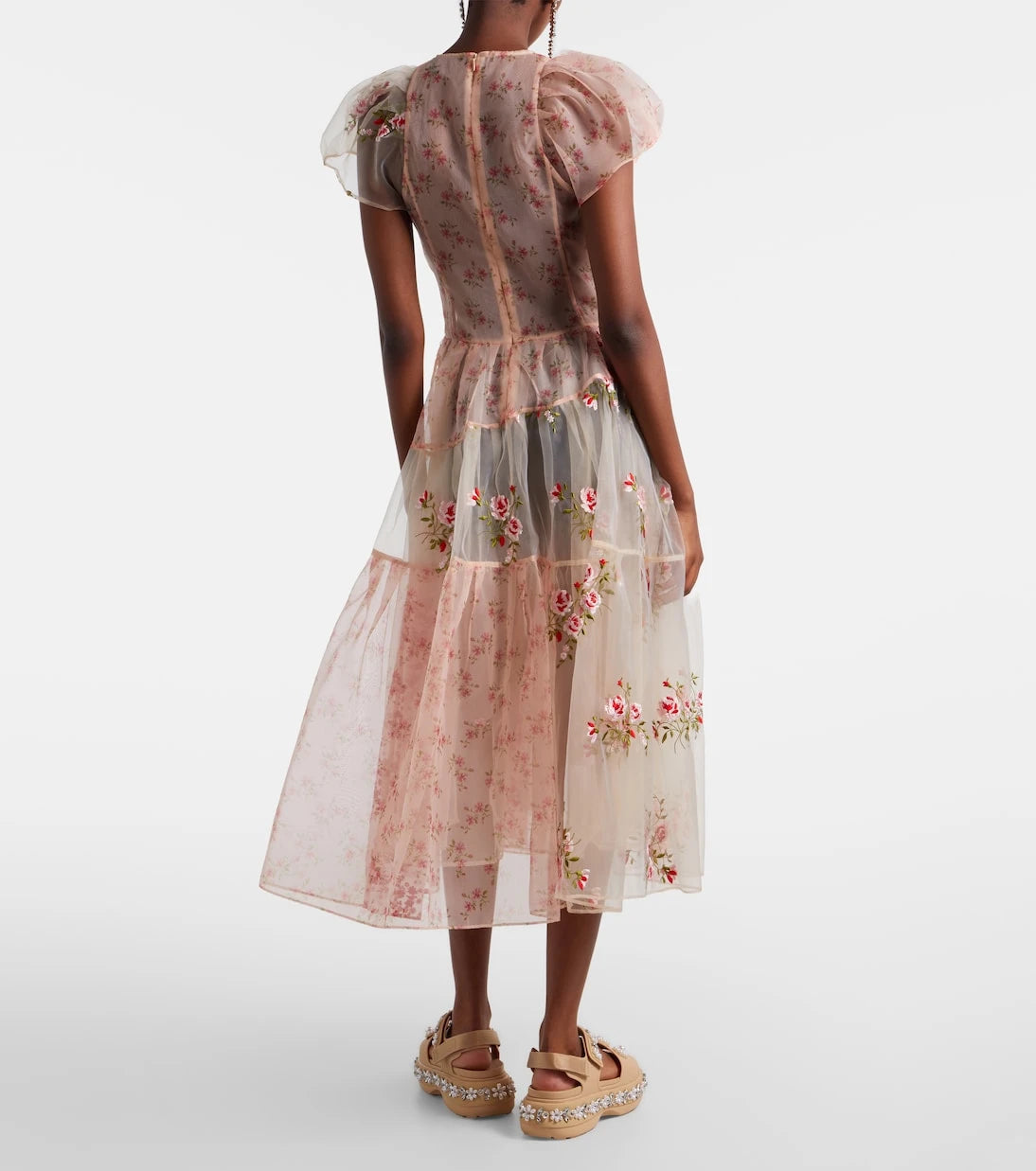 Simone Rocha - Patchwork sheer organza midi dress