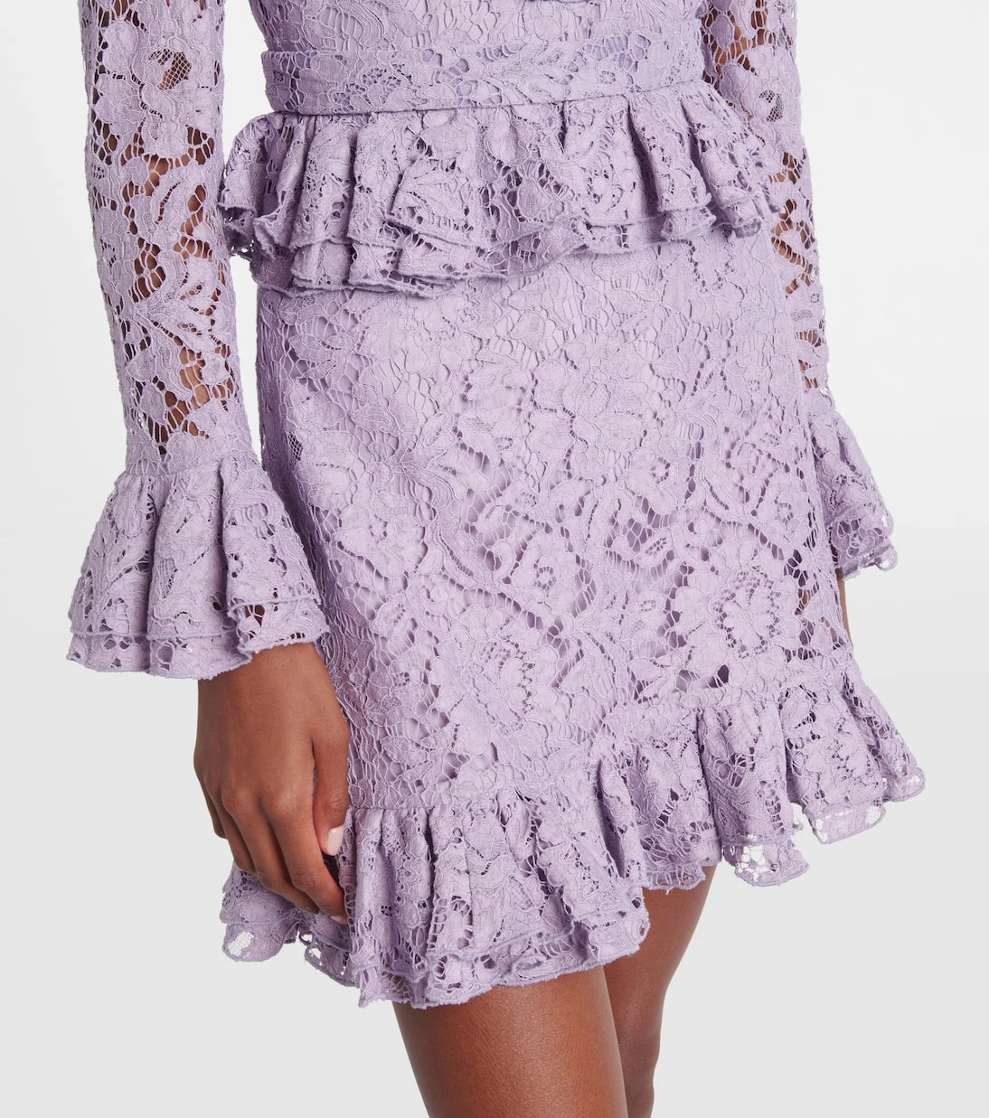 Valentino - Ruffled floral lace minidress