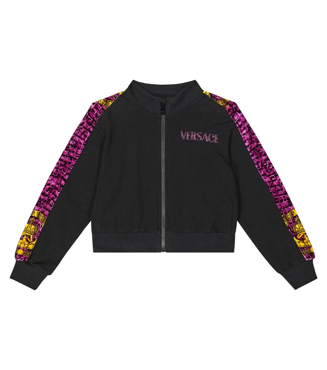 Versace Kids - سويت شيرت بسحاب من مزيج القطن بشعار الماركة