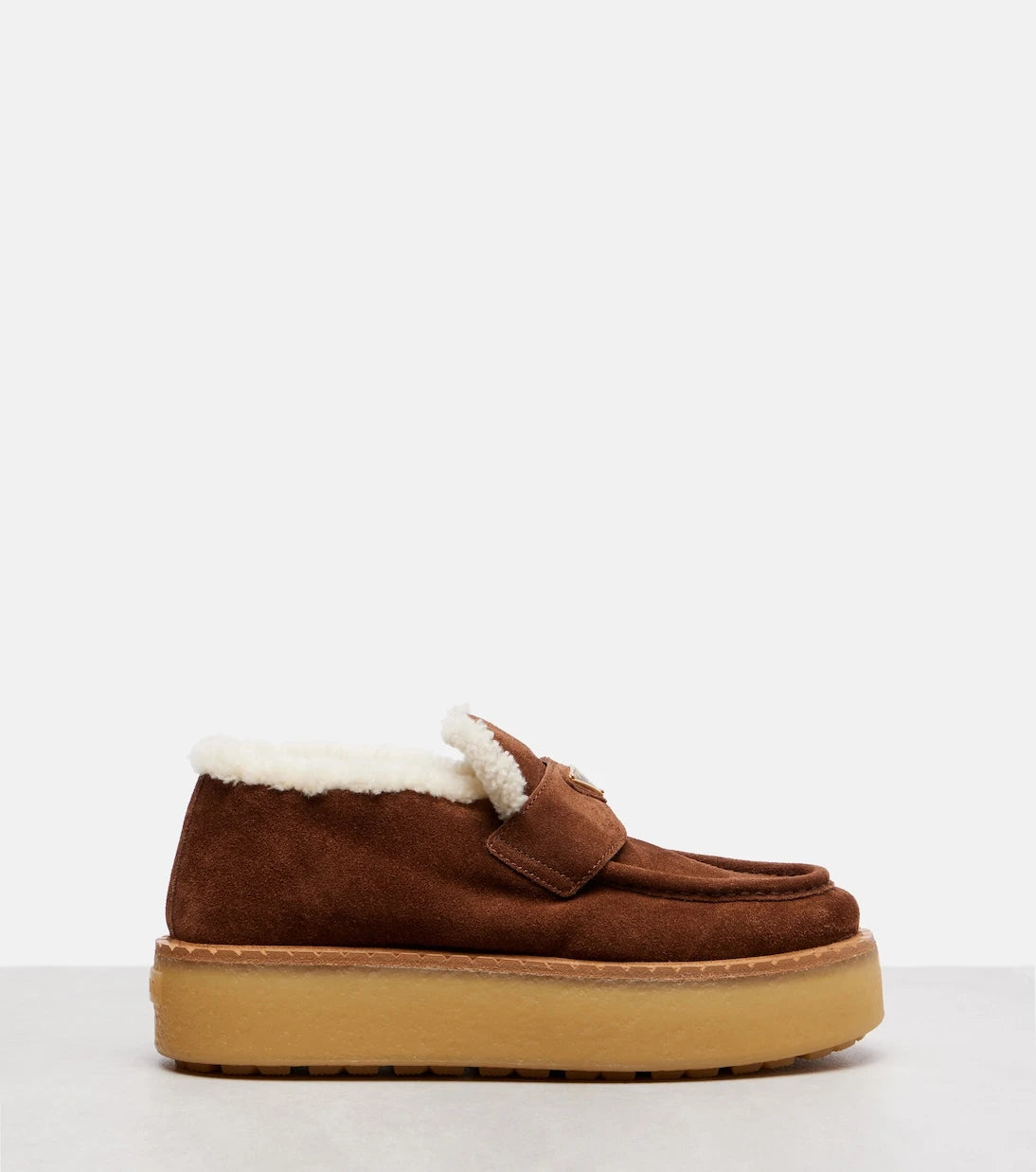 Prada - Shearling-lined suede loafers