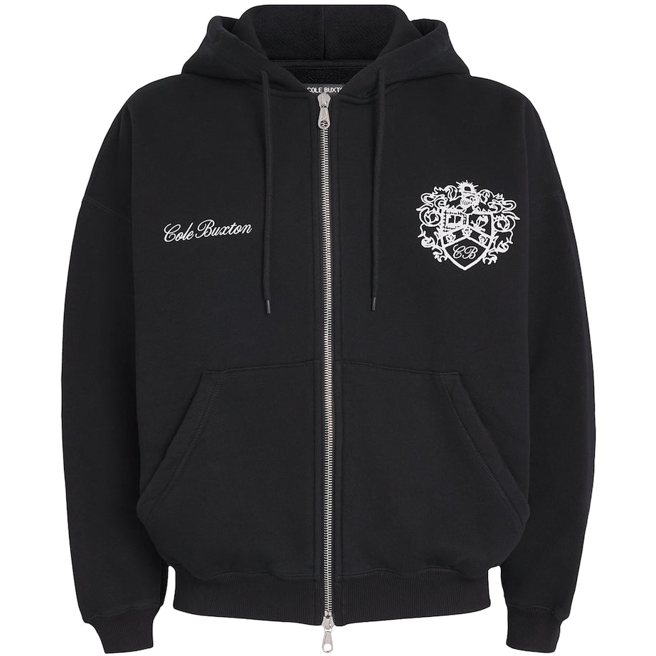 Black Collegiate Crest Zip-Up Hoodie