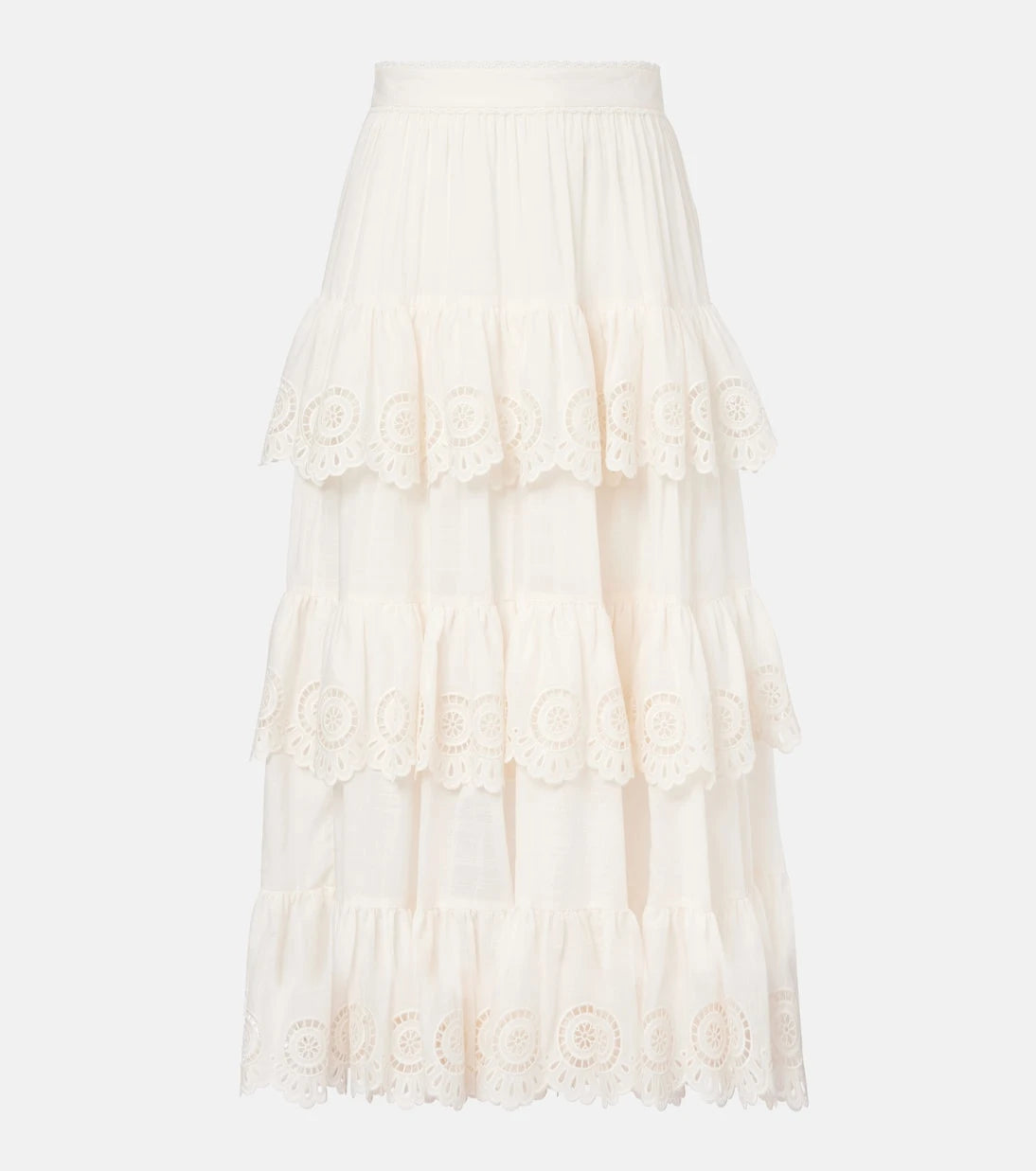 Zimmermann - Lucky embroidered cotton midi skirt