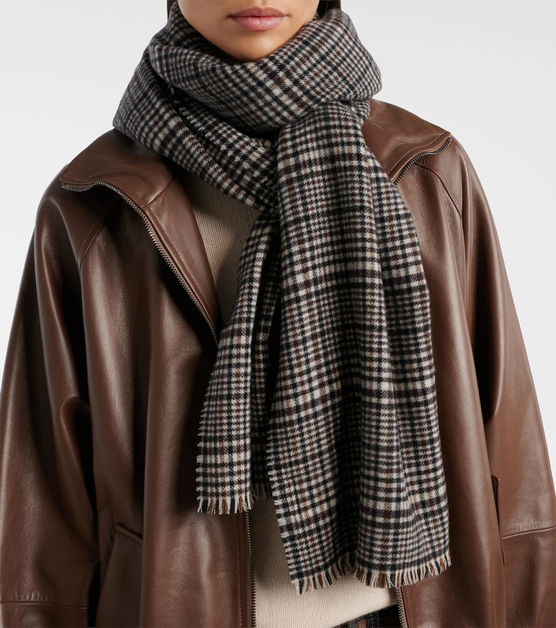 Brunello Cucinelli - Checked cashmere scarf
