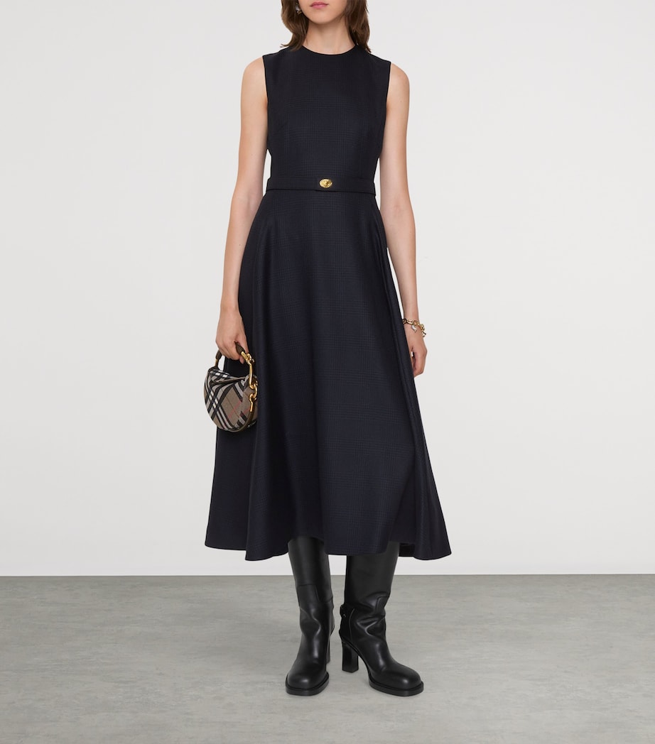 Burberry Wool Check Midi Dress TARMAC G/DK PEWTER G
