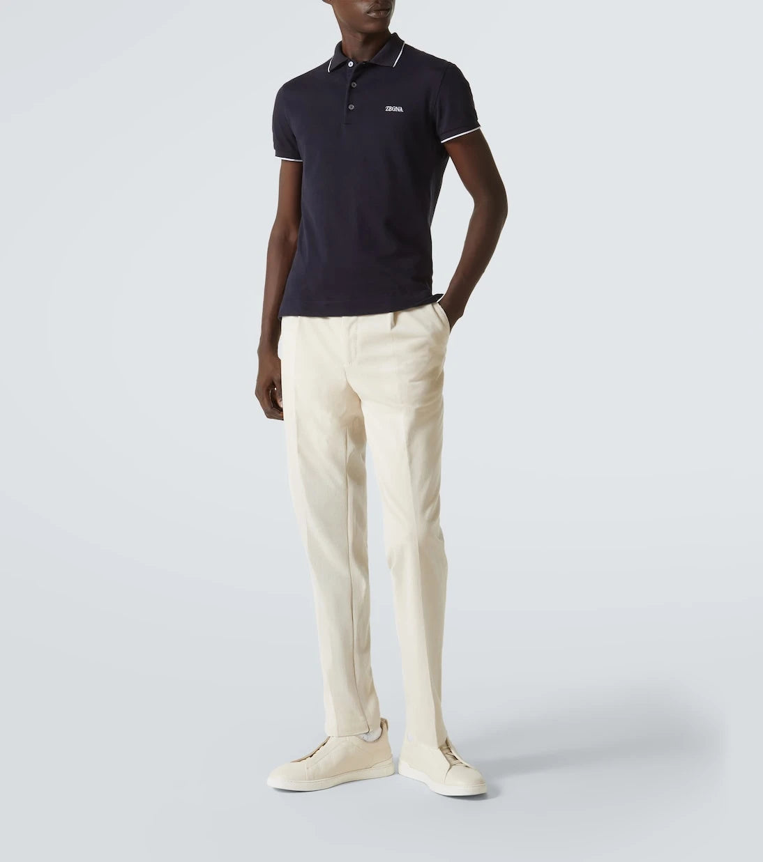 Zegna - قميص بولو من مزيج القطن