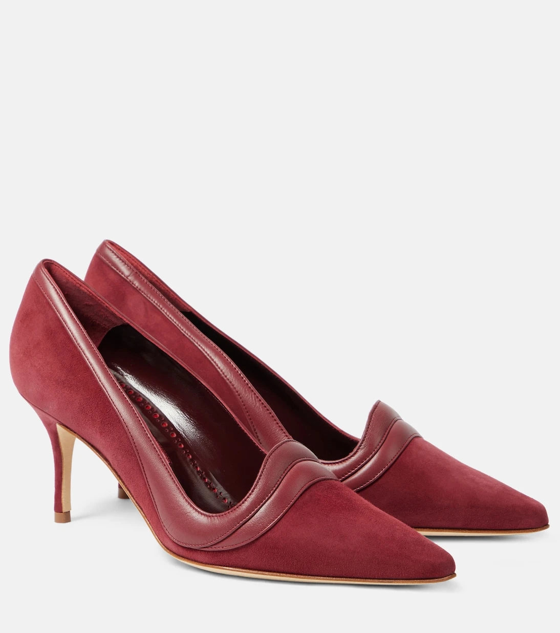 Manolo Blahnik - Ajarafa 70 suede and leather pumps