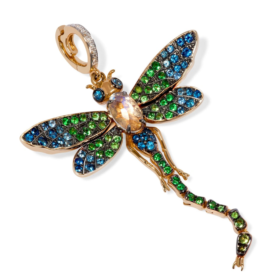 Annoushka Yellow Gold, Diamond, Sapphire, Tsavorite and Moonstone Mythology Dragonfly Pendant