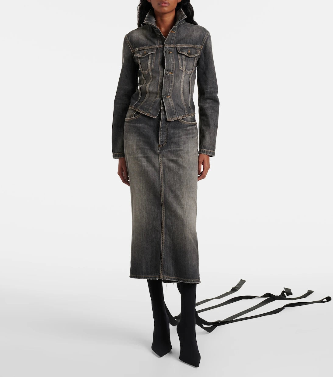 Balenciaga - Lace-up denim jacket