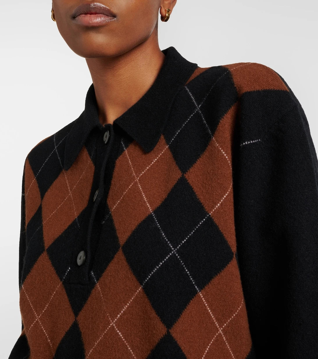 Róhe - Argyle wool polo sweater
