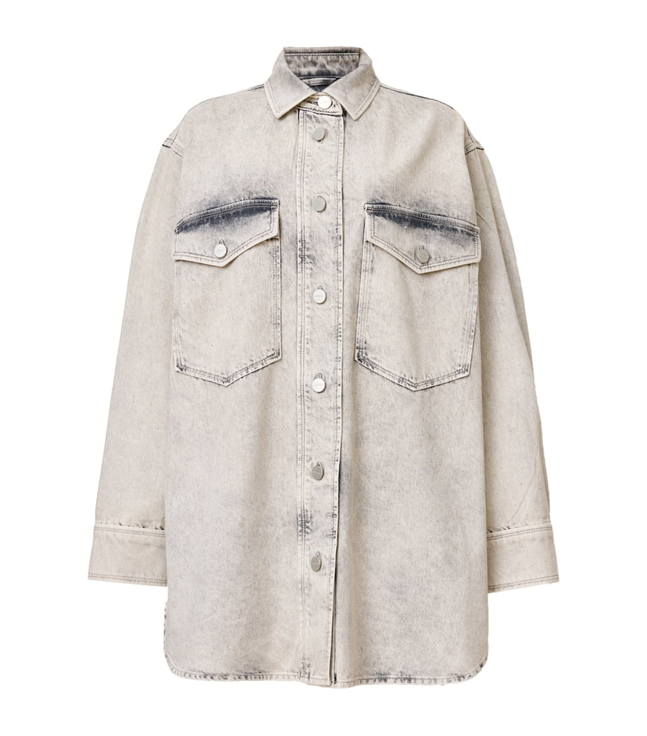 AllSaints Grey Organic Denim Faye Mini Shirt Dress