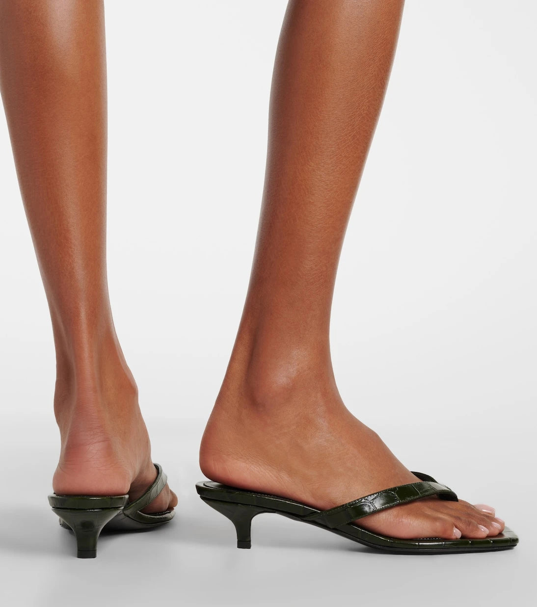 Toteme - Croc-effect leather thong sandals