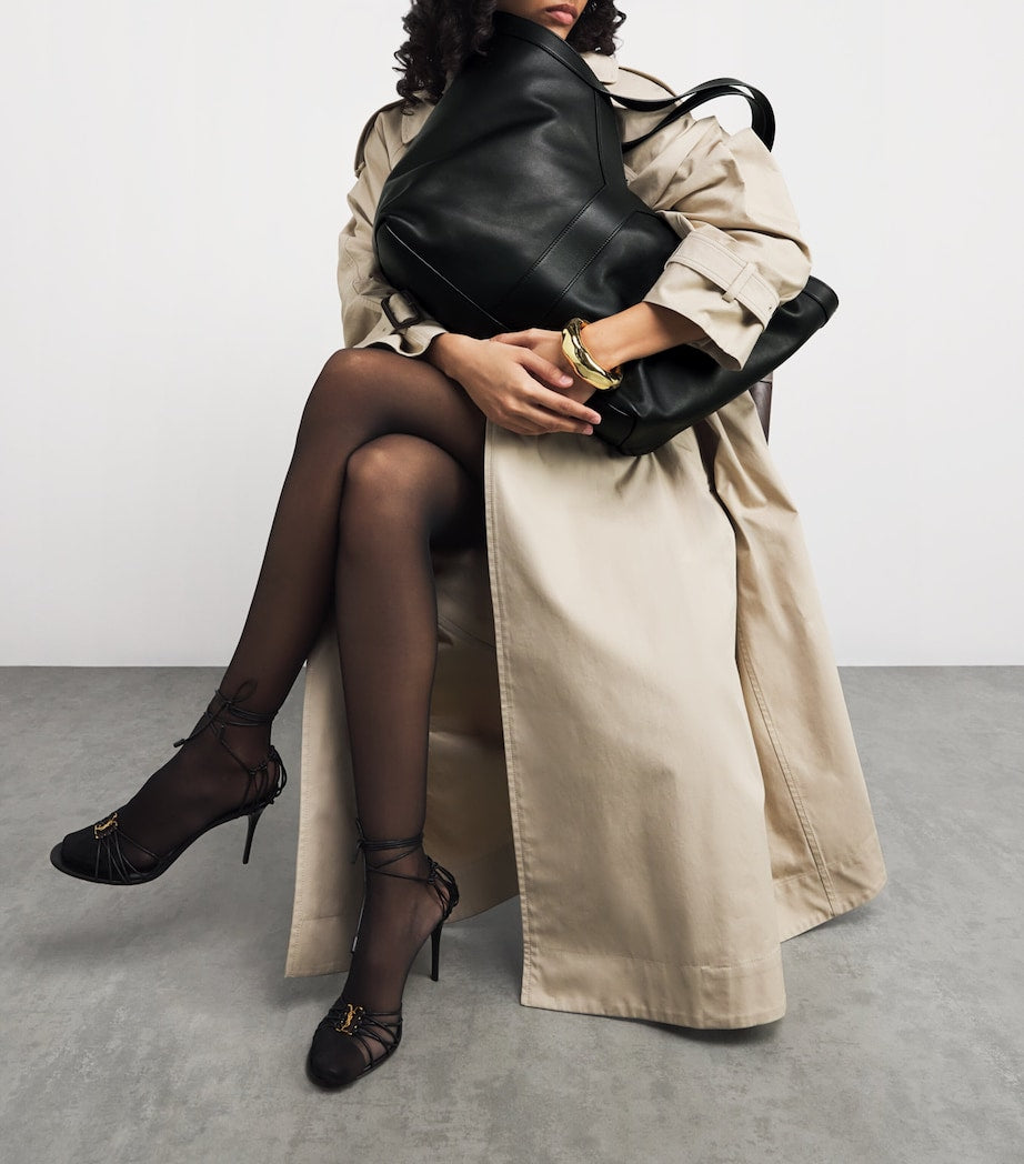 Black Leather Y Tote Bag