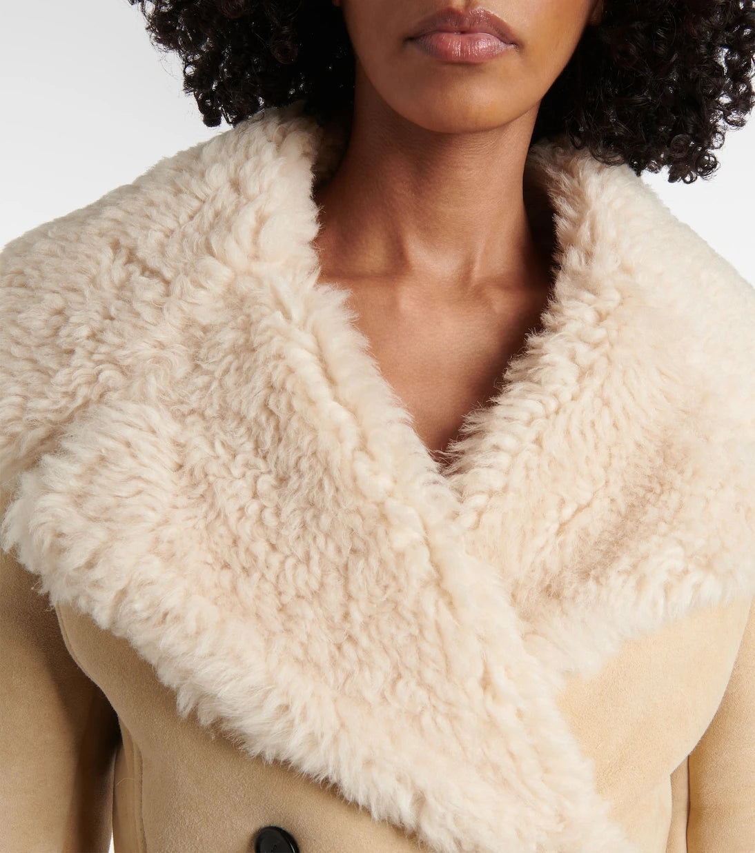 Alaïa - Shearling-trimmed suede coat