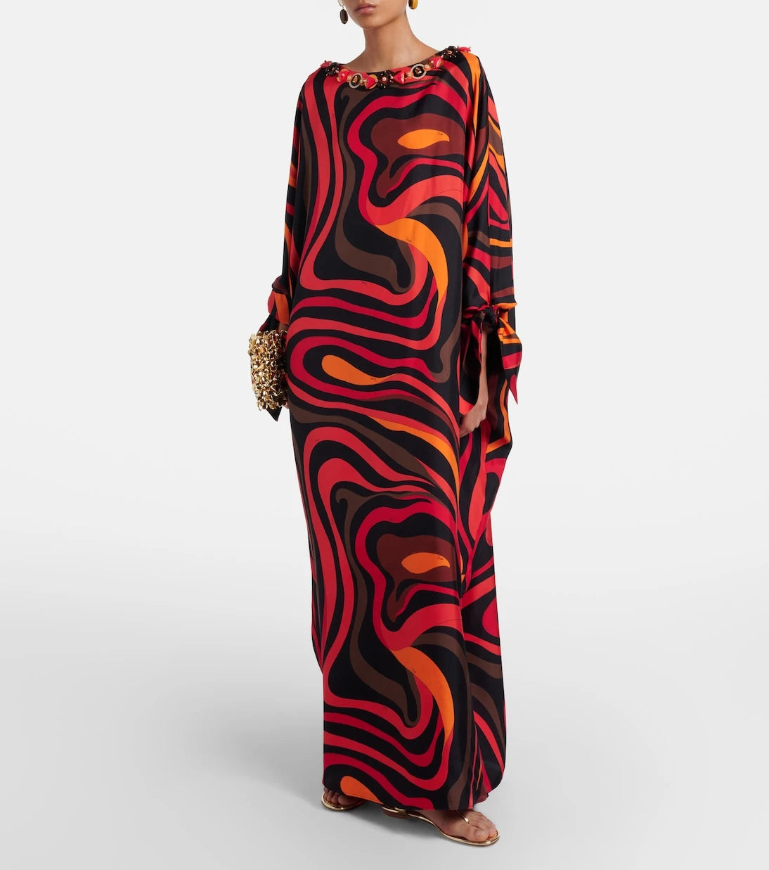 Pucci - Marmo embellished silk twill kaftan
