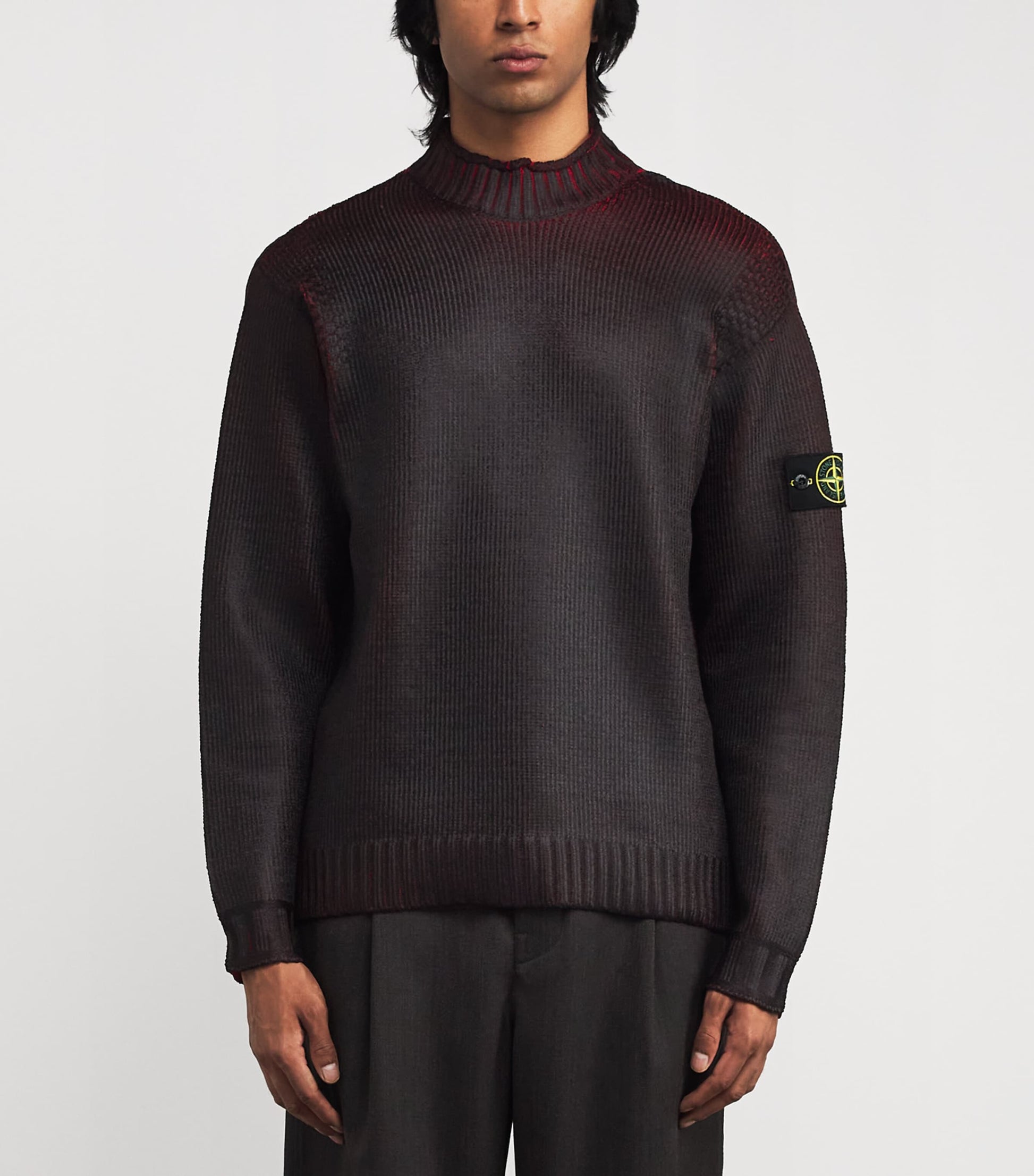 Stone Island Burgundy Two-Tone Sweater