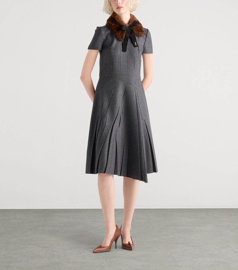 Prada Grey Wool Flannel Midi Dress