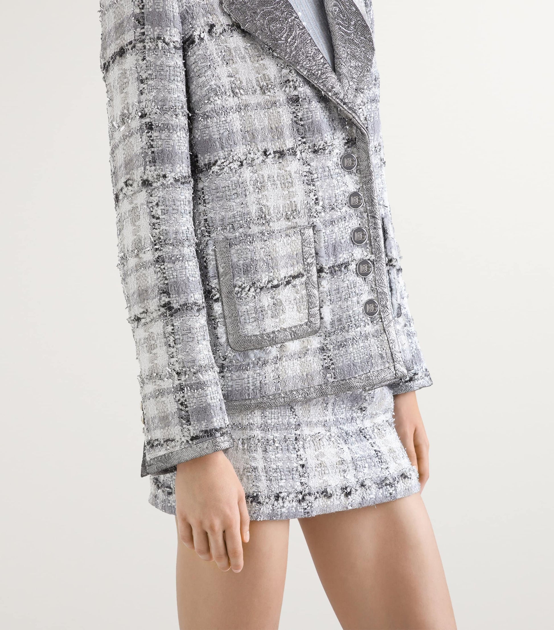 Dolce & Gabbana Multi Tweed Check Mini Skirt