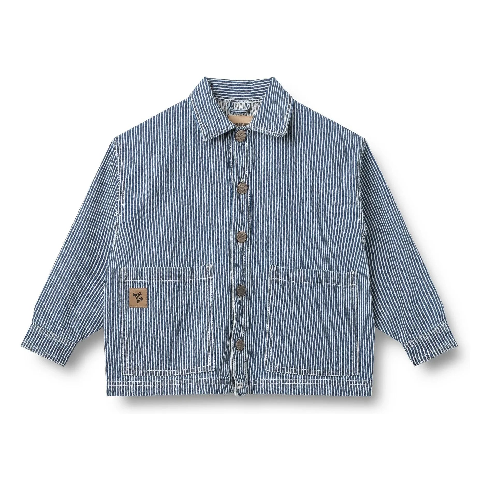 Wheat - Cole Denim Stripe Organic Cotton Jacket | Blue