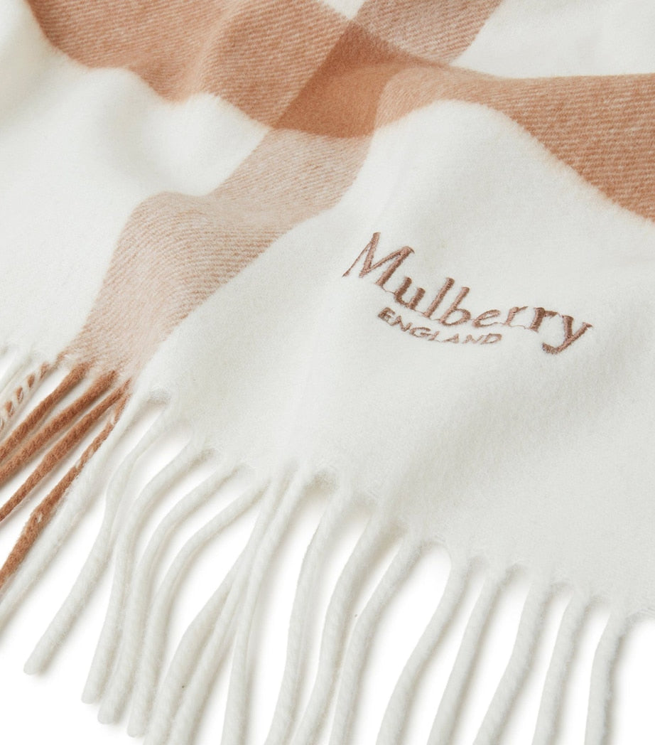 Mulberry Brown Wool Check Scarf