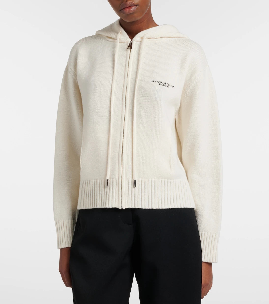 Givenchy - Logo hooded wool and cashmere zip-up cardigan