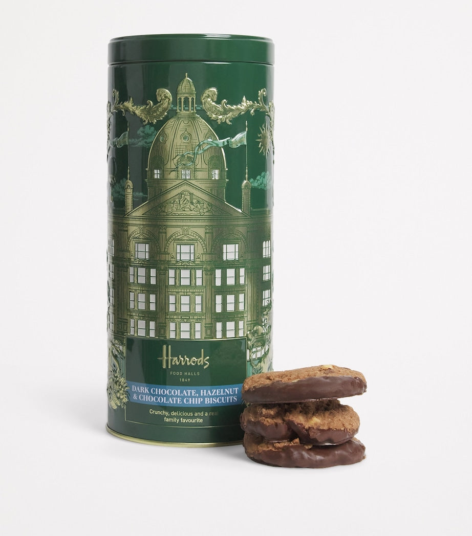 Dark Chocolate, Hazelnut & Chocolate Chip Biscuit Tin (200g)