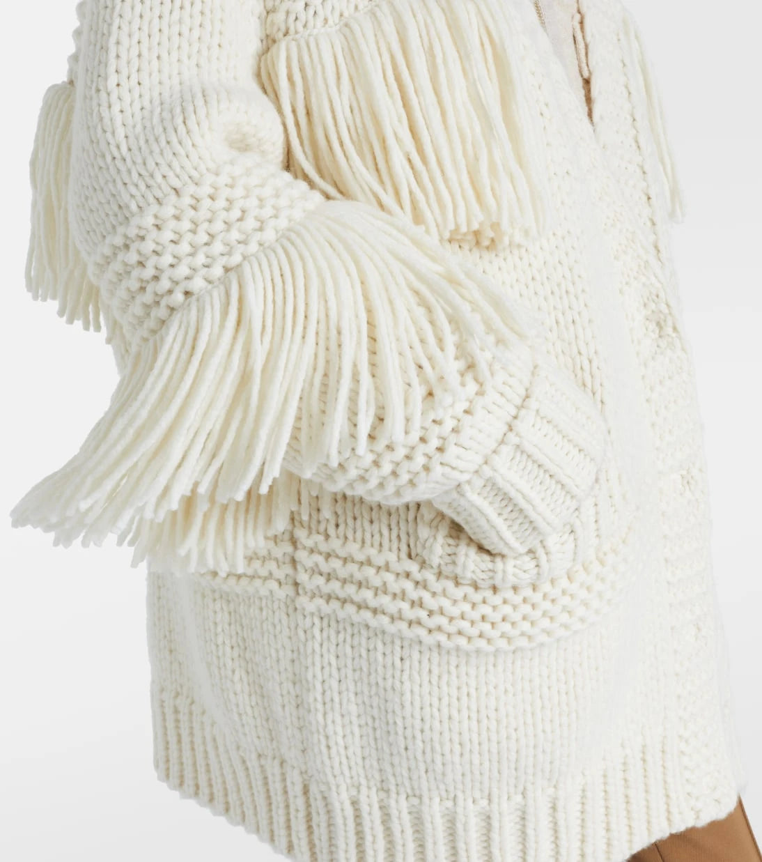 Moncler Grenoble - Fringed wool-blend cardigan