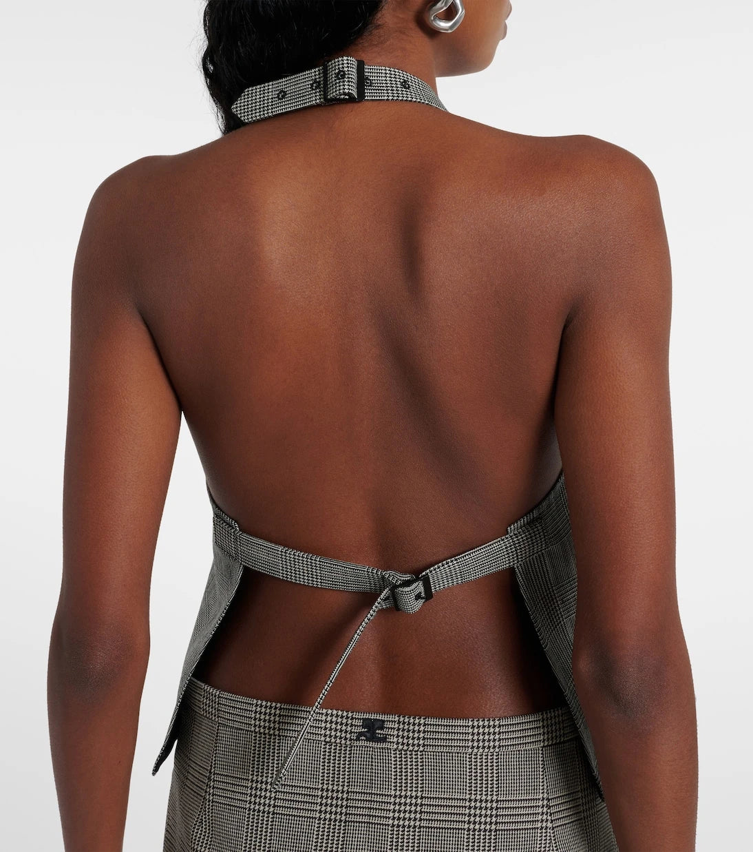 Wardrobe.NYC - Prince of Wales check open-back wool top