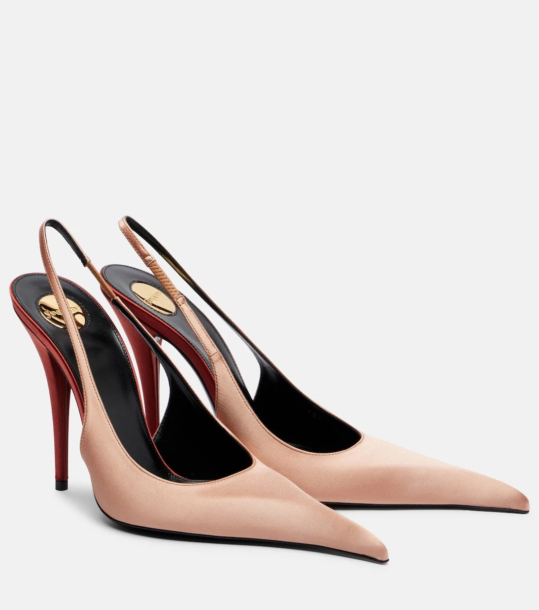 Saint Laurent - Deroche 110 crêpe satin slingback pumps