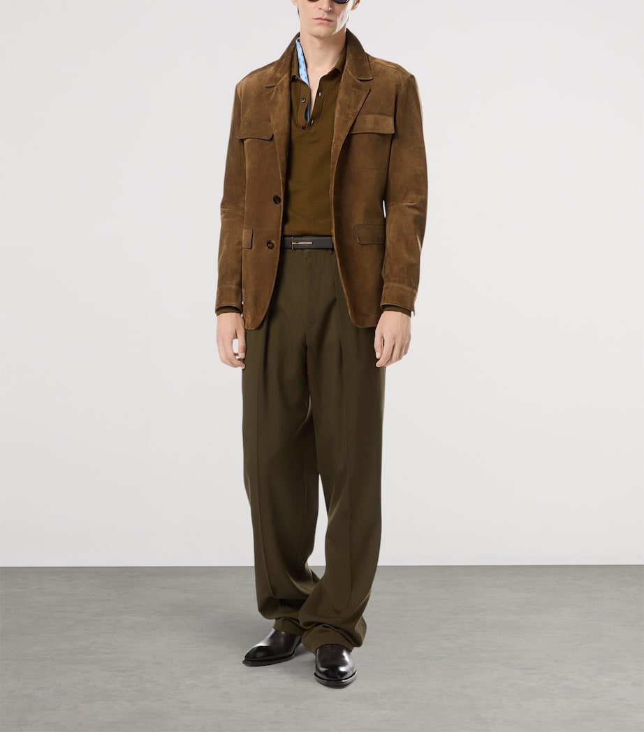 TOM FORD Green Silk-Cotton Polo Shirt