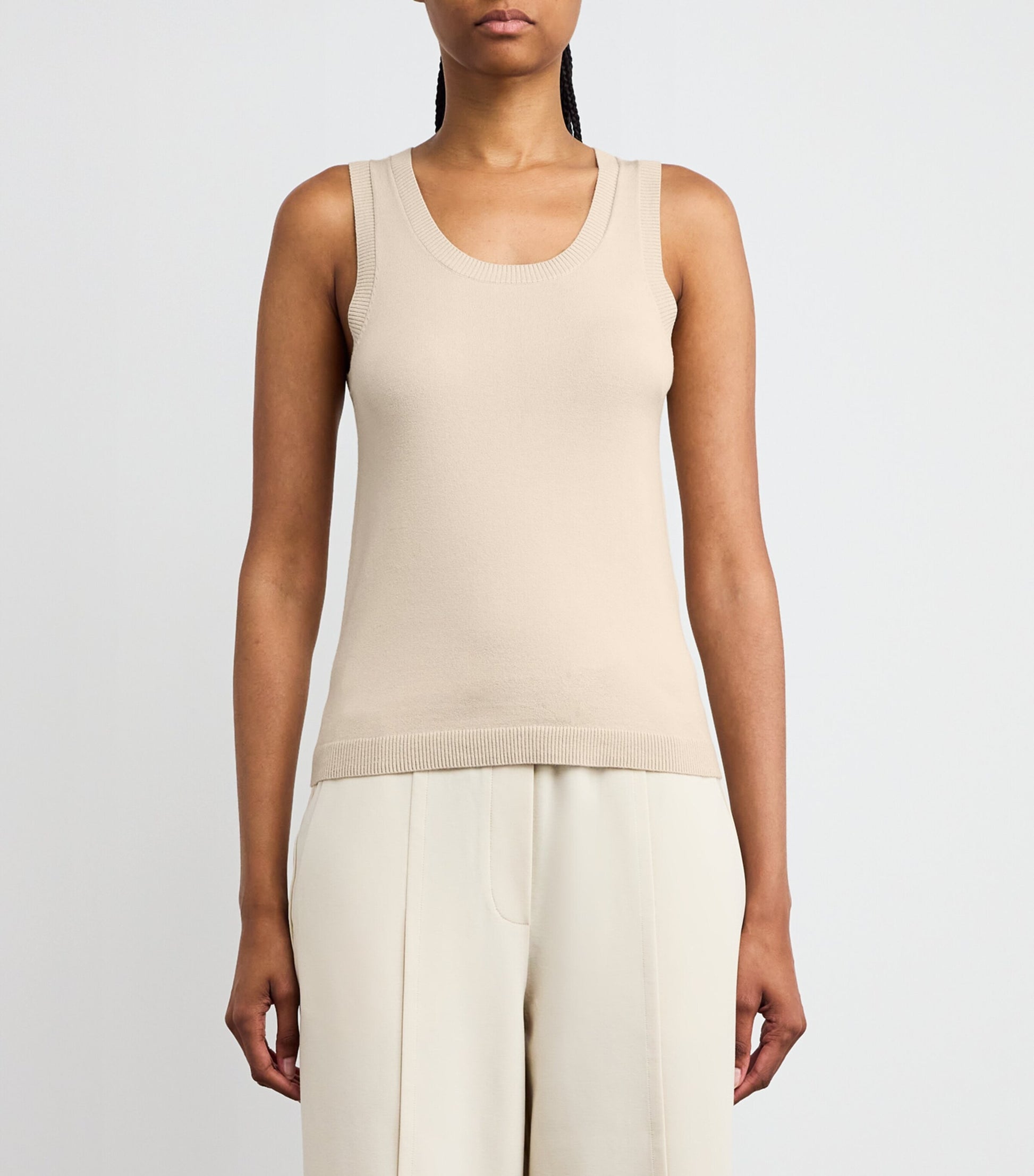 Beige Knitted Tank Top