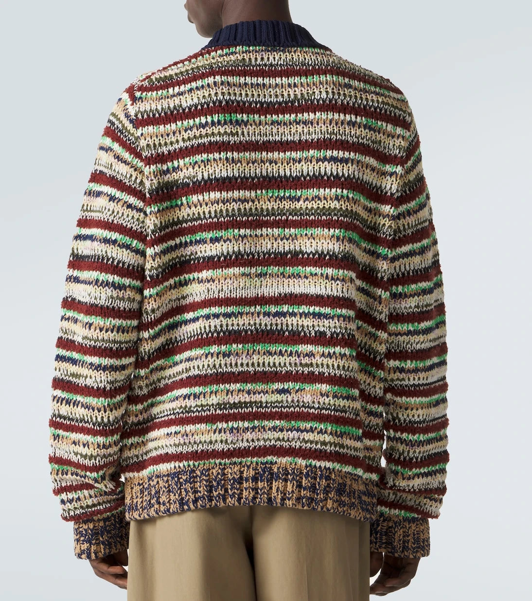 Sacai - Striped cotton-blend polo sweater