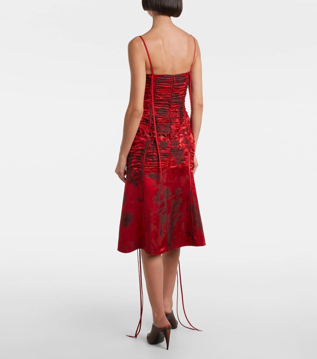 McQueen - Lace-up ruched midi dress
