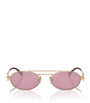 Gold Metal Oval Sunglasses