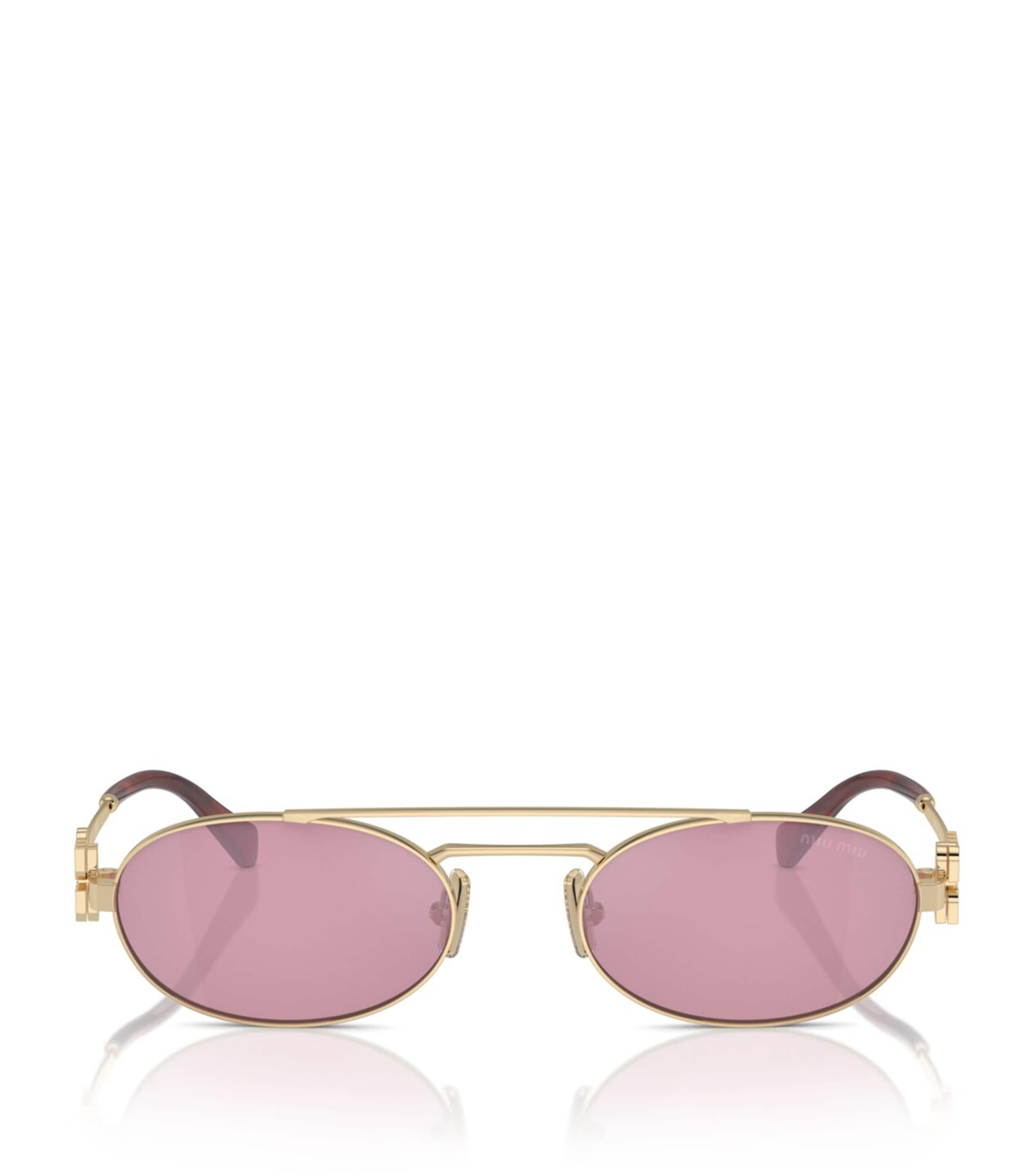 Gold Metal Oval Sunglasses
