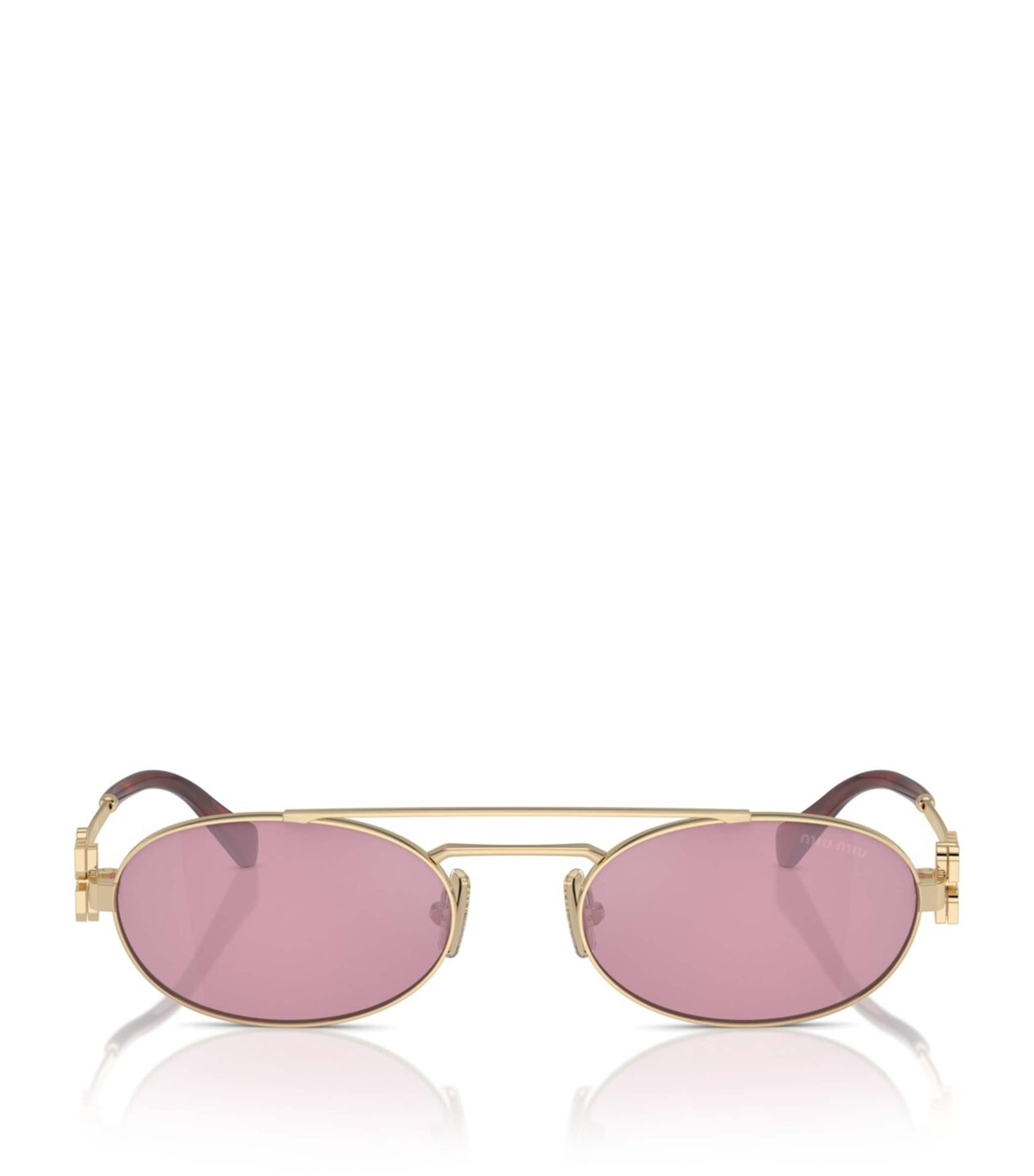 Gold Metal Oval Sunglasses