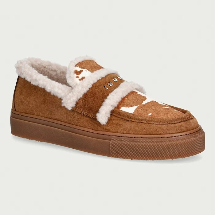 Inuikii Shearling Print kadın deri mokasen