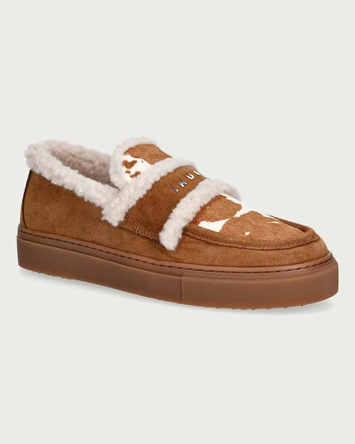 Inuikii Shearling Print kadın deri mokasen