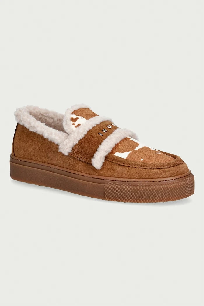 Inuikii Shearling Print kadın deri mokasen