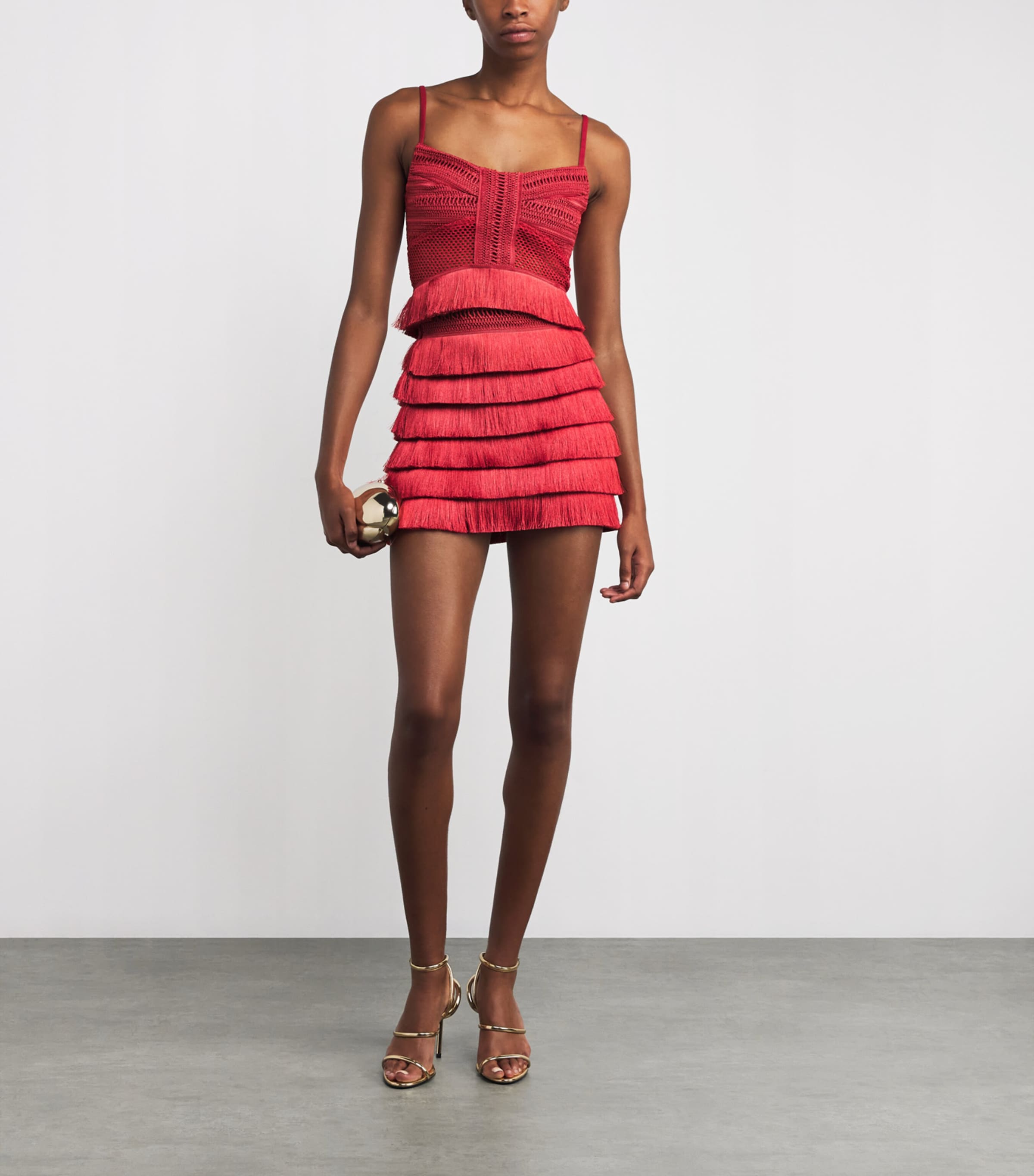 Red Fringed Radiant Crop Top