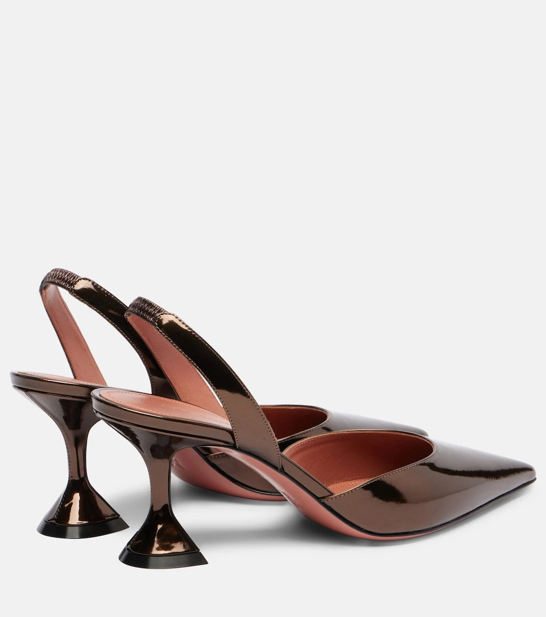 Amina Muaddi - Holli 70 mirrored leather slingback pumps