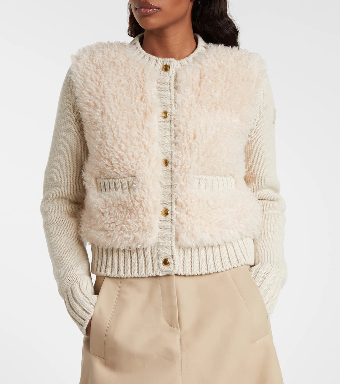 Moncler - Down-paneled wool and teddy cardigan