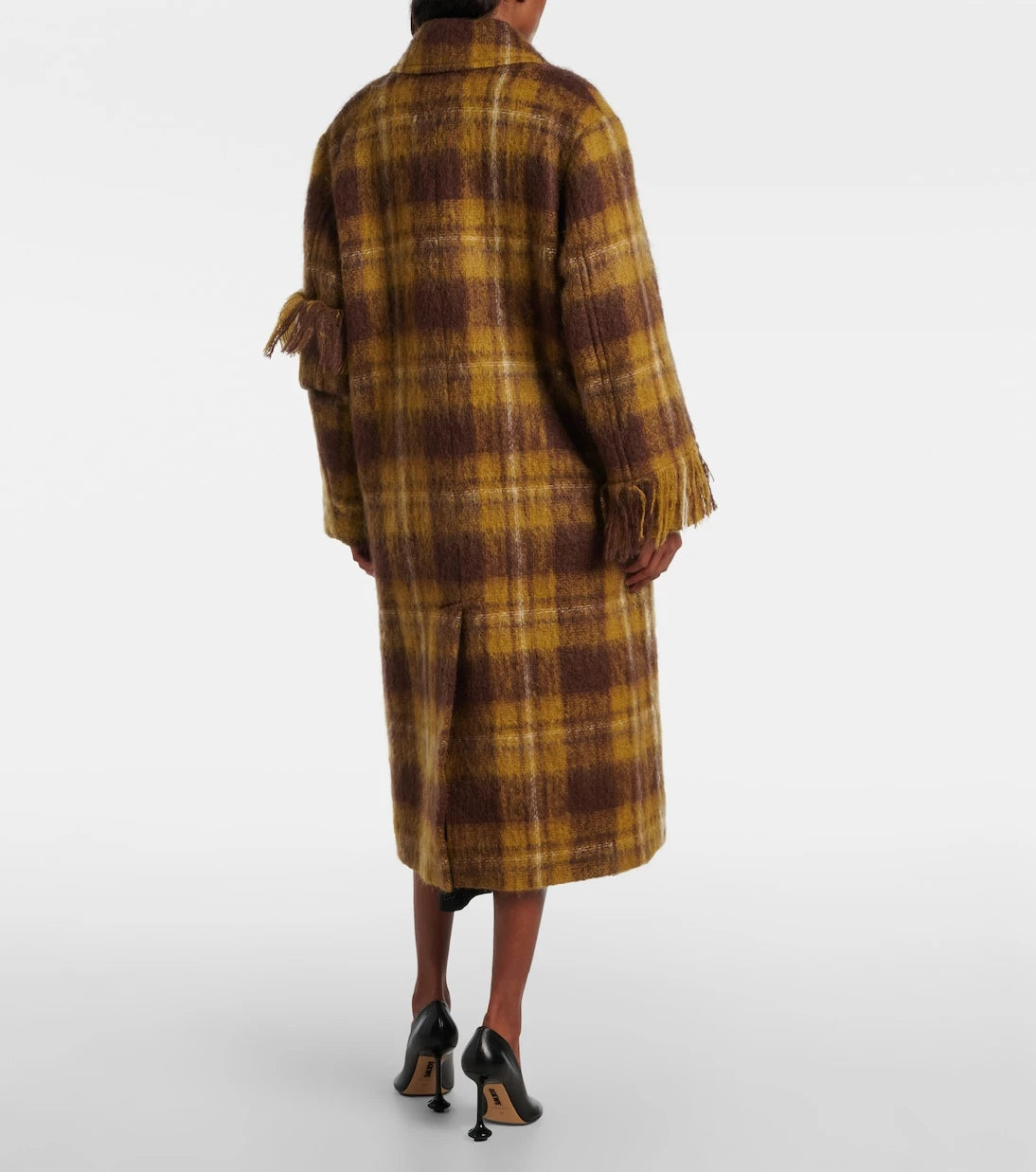 Loewe - Checked fringed mohair and wool coat