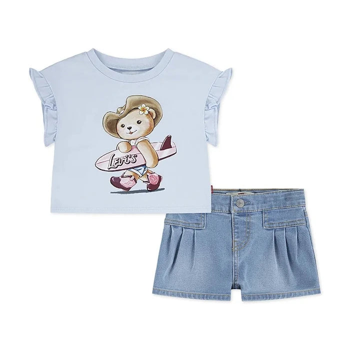 Комплект за бебета Levi's SS TOP & PLEATED SHORT SET