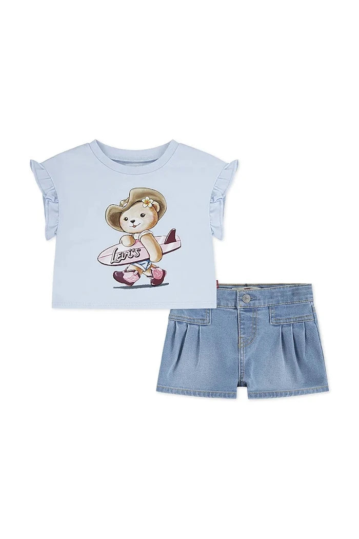 Комплект за бебета Levi's SS TOP & PLEATED SHORT SET