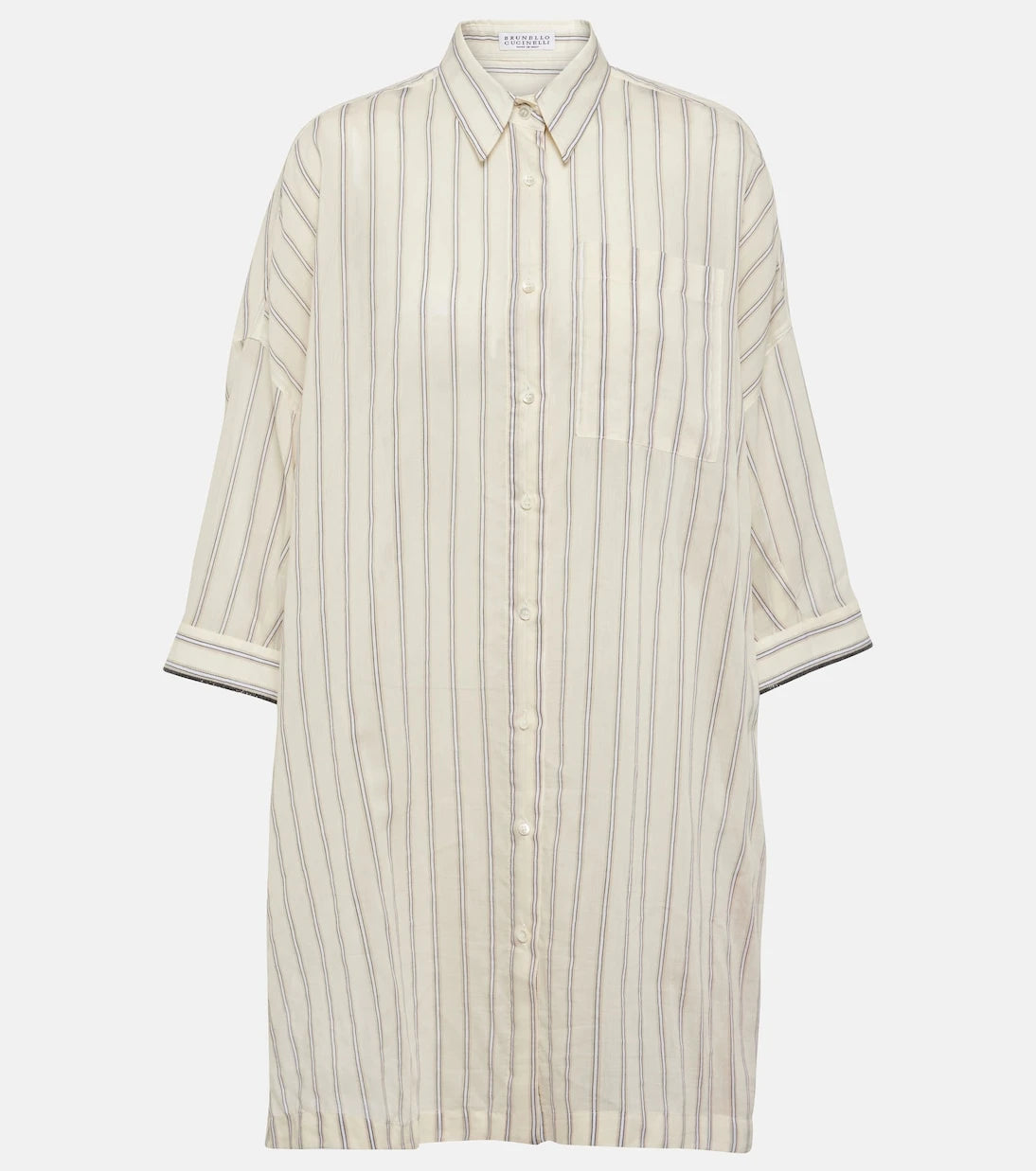 Brunello Cucinelli - Striped cotton and silk shirt