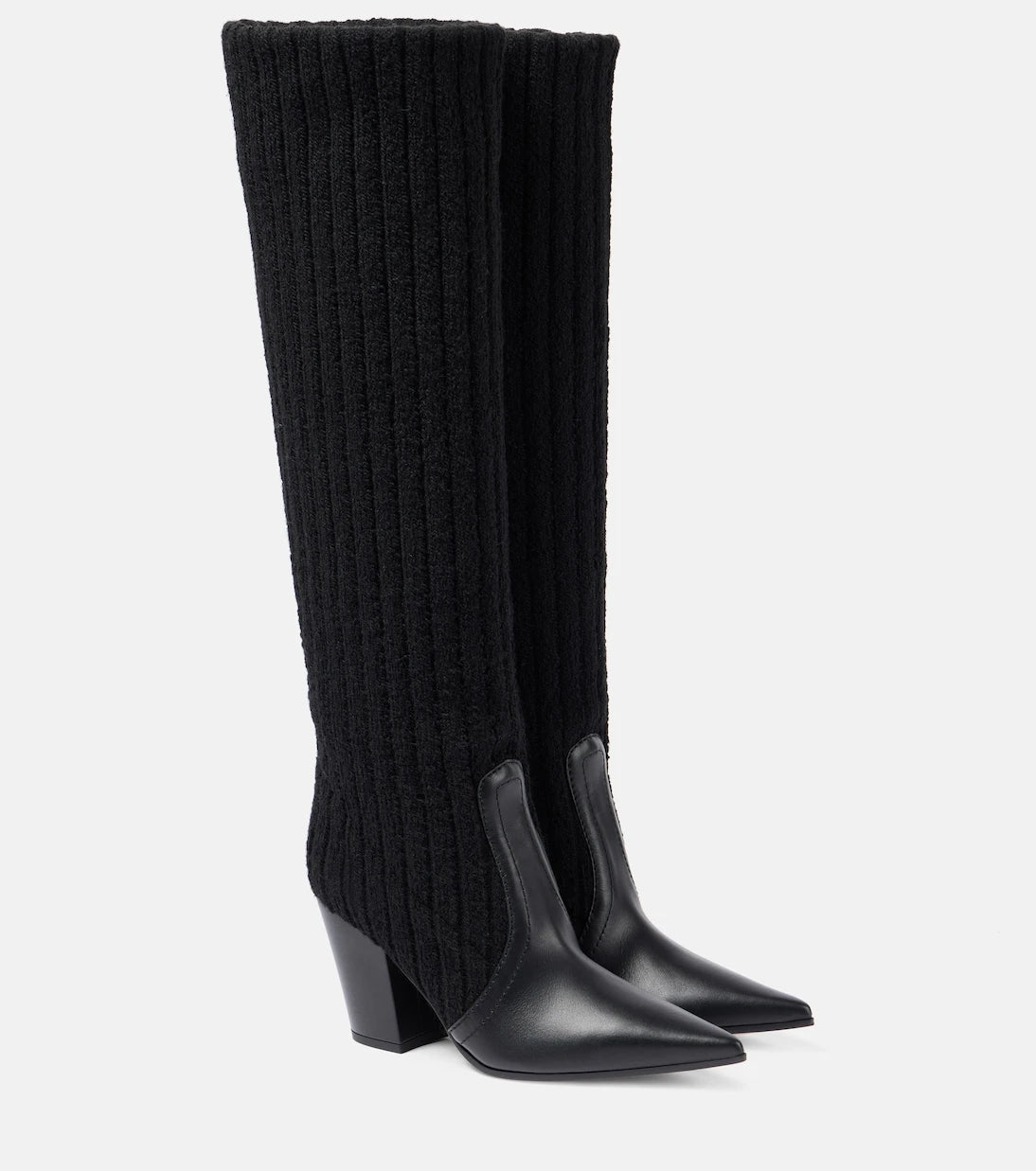 Gianvito Rossi - Leather-trimmed knee-high boots
