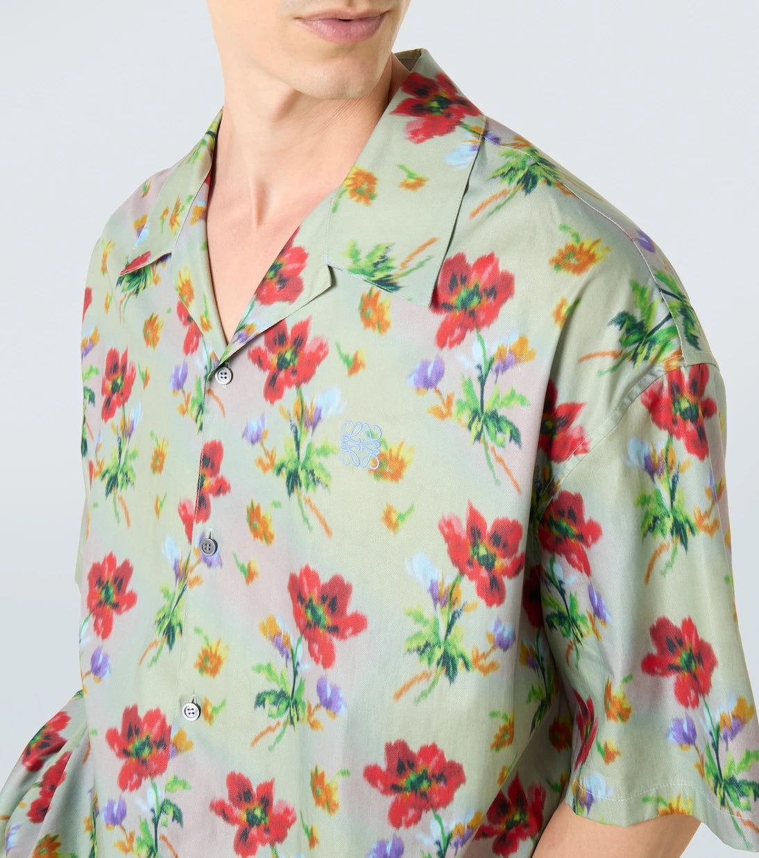 Loewe - Floral cotton and silk twill bowling shirt