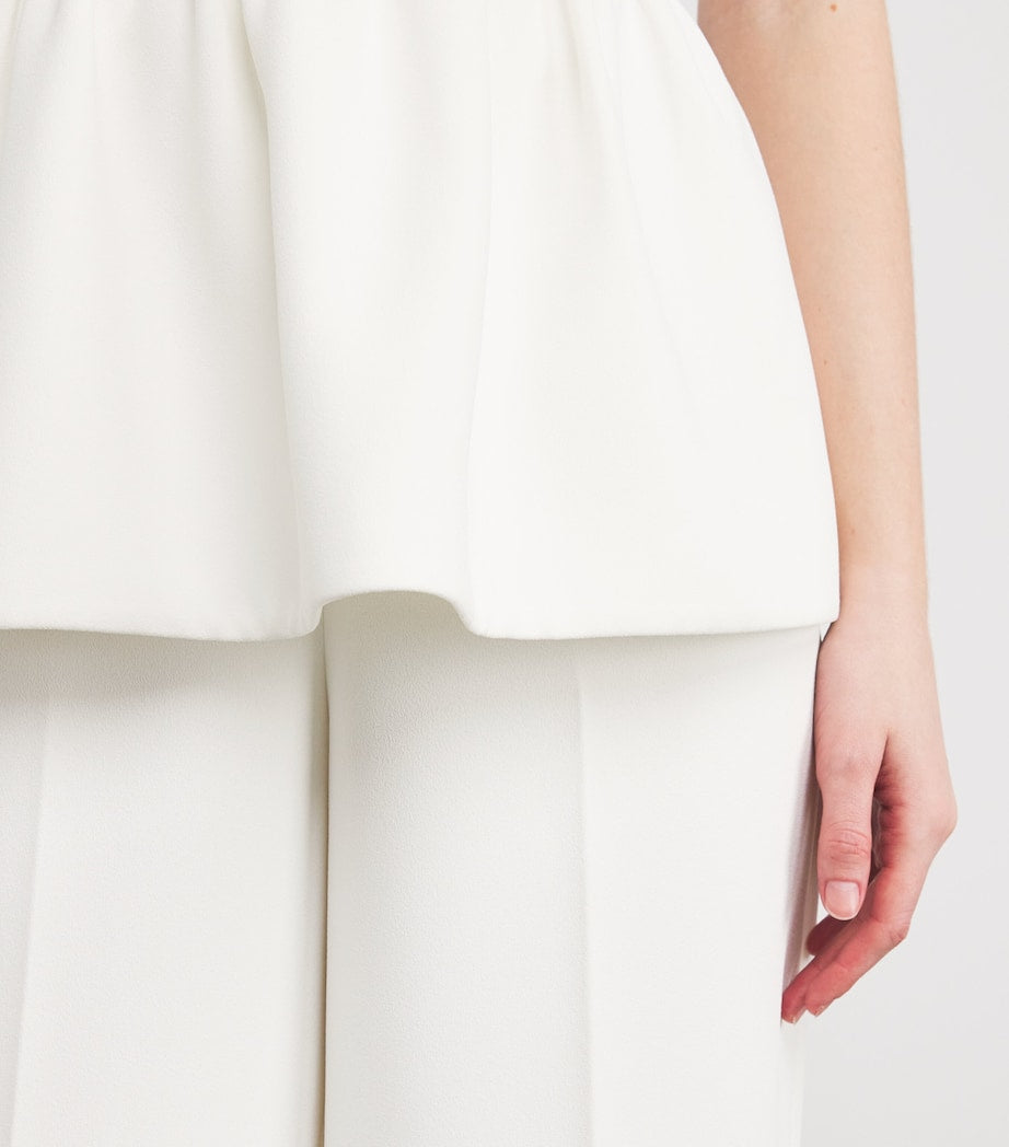 Organza Bow Peplum Jumpsuit WHITE