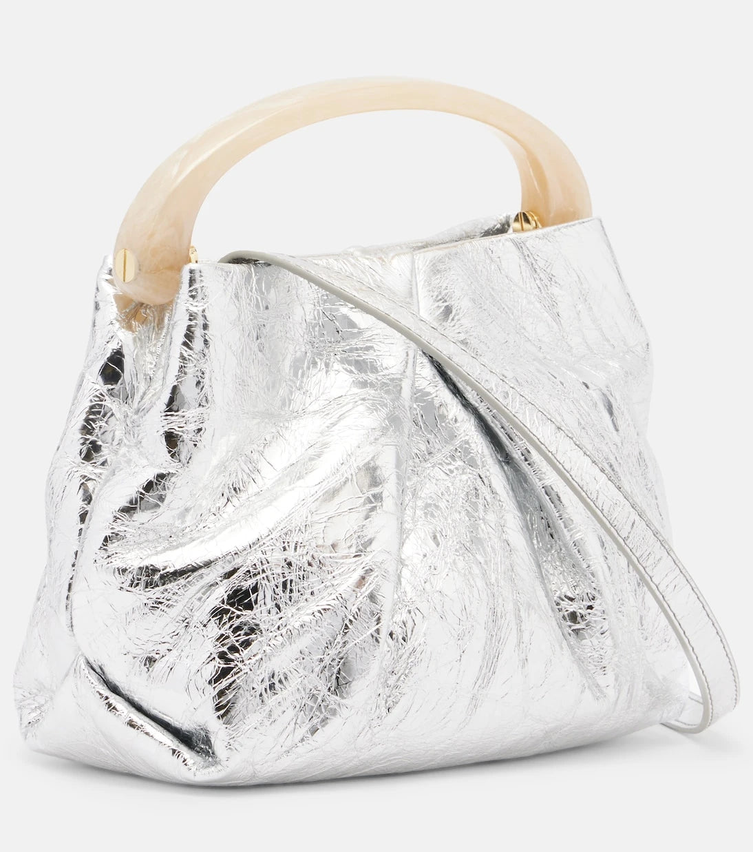 Dries Van Noten - Crisp Mini metallic leather top-handle bag