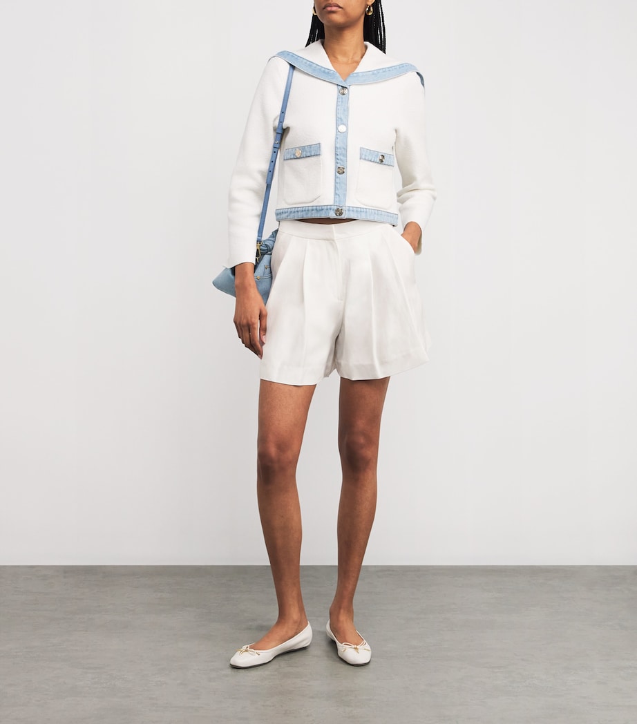 Maje White Pleated Tailored Shorts